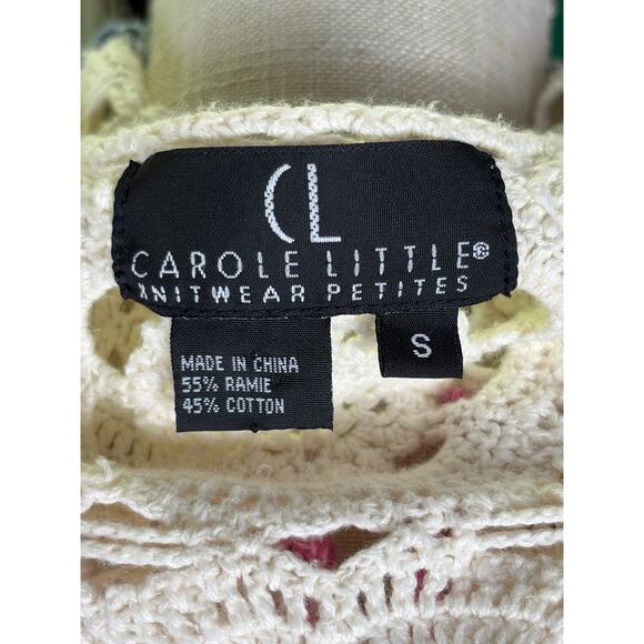 Vintage Carole Little Crochet Patchwork Sweater Women's Small Petite Cottage Y2K - Picture 7 of 8